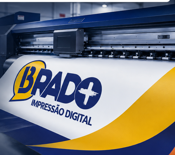 Plotter de grande formato imprimindo material da BRADO+